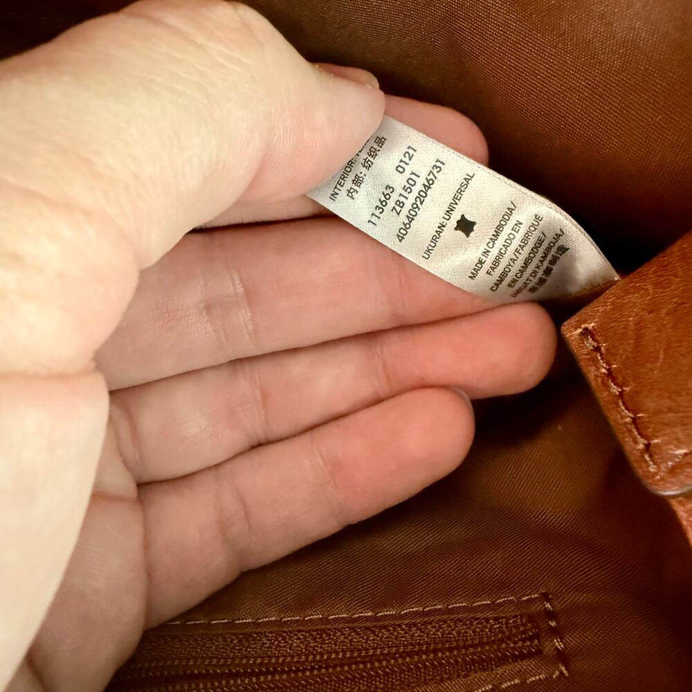 Fossil Tan Cow Hide Leather Jacqueline Crossbody or Tote Bag Purse Boho - Picture 10 of 11